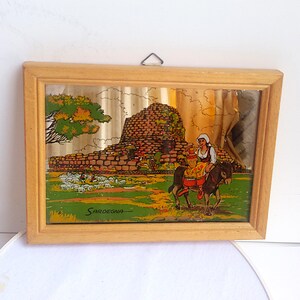 Quadretto a Specchio Vintage Sardegna Italia, Quadro specchio Italy, Vintage Miniature Framed Mirror Sardegna Italy, Quadro Italy Souvenir
