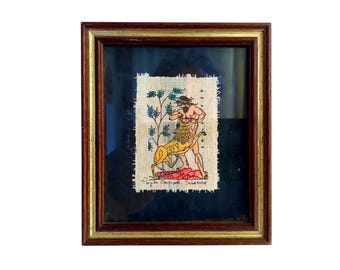 Quadro Papiro Egizio Originale, Papiro originale Siracusa Fatto a Mano Ercole e Leone, Arte Mitologica, Handmade Italy Souvenir Frame