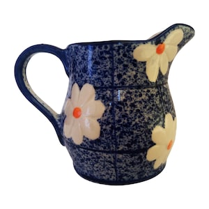 Vintage Artistic Ceramic Jug Souvenir, Vintage Ceramica Jug, Vintage Floral Jug, Ceramic jug with daisies, Hand Painted Ceramic Jug