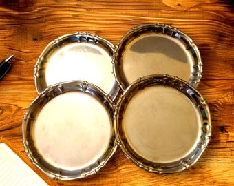GNUTTI Italy Vintage Stainless Steel Plate Set, Antique First Patina Stainless Steel Plates, Vintage Stainless Steel Coasters, Vintage Stainless Steel Plate Set Italy
