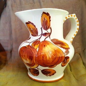 Vintage Ceramic Jug FAENZA Italy, Vintage Artistic Ceramic Carafe, Handpainted Ceramics Vintage Italy, Handmade Ceramics FAENZA Italy