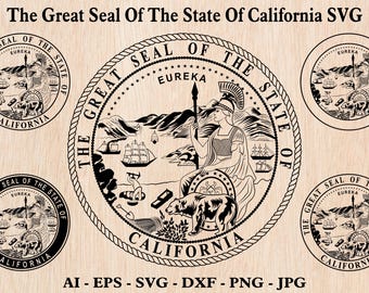 The Great Seal Of The State Of California SVG, Great Seal of California Vector, State Of California Svg, Silhouette Laser Engraving Cut File