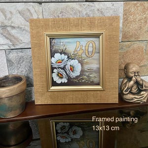 Regalo de pintura para cumpleaños número 20, 30, 40, 50, 60 o 70, ideal para mujeres, amigas o hermanas, mini cuadro enmarcado.