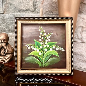 Pintura original de lirio de los valles, pintura de flor de hada blanca, flor de nacimiento de mayo, regalos únicos para ella, arte vintage, regalo de cumpleaños de mayo