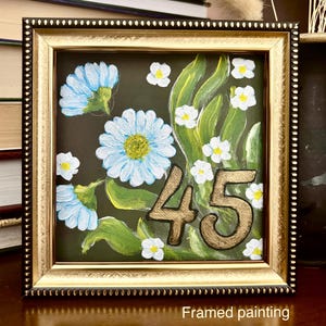 Regalo de cumpleaños número 20, 30, 40, 50 o 60 para ella, regalo personalizado de 45 cumpleaños para mujer, idea de regalo de pintura enmarcada original
