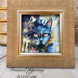 絵画 猫 黒猫 アクリル画 アンティーク インテリア 猫の絵 プレゼント 贈り物 Amazon.co.jp: 黒猫 絵画 アクリル画 ネコ インテリア 真作