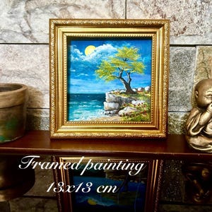 Mini Painting, Small Tree Painting, Nature Painting, Framed Acrylic Painting, Vintage Gift, Handmade Gifts, Rustic Painting