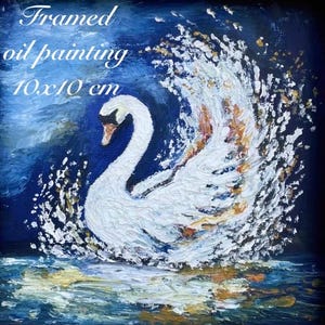 Swan Portrait Bird Original Painting Elegant Impasto Painting Swan Oil Painting Gift for Her Handmade Gifts Framed Oil Painting