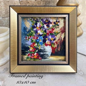Small Impasto Art, Original Impasto Oil Painting, Floral Still Life, Botanical Art, Vintage Oil Painting, Handmade Gifts, Flower Impasto