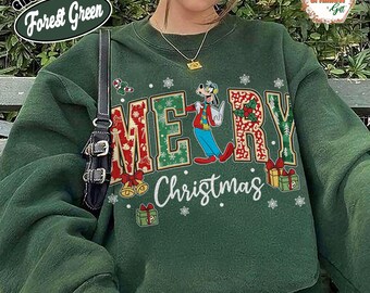 Goofy Merry Christmas Shirt, Funny Disney Holiday Tee, Goofy Christmas Graphic Tee, Comfort Colors Black Christmas Shirt
