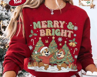 Bluza świąteczna Chip i Dale, okrągły dekolt Disney Holiday