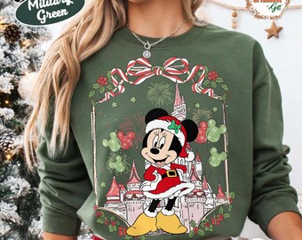 Minnie Mouse Christmas Sweatshirt, Disney Holiday Castle Crewneck