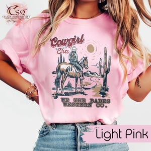 Koszulka Cowgirl Era Comfort Colors, koszulka z grafiką w stylu western, modna estetyczna koszulka w stylu country, prezent na strój retro kowbojki