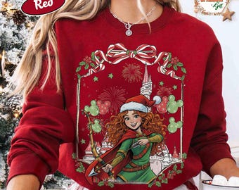 Merida Christmas Sweatshirt, Brave Disney Princess Holiday Crewneck