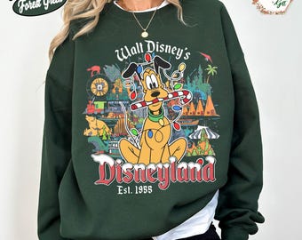 Benutzerdefinierte Pluto Disneyland Weihnachten Sweatshirt, Komfort Farben Urlaub Pullover