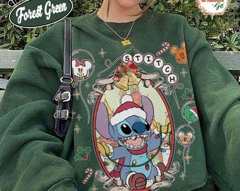 Stitch Christmas Sweatshirt, Disney Holiday Crewneck, Vintage Style