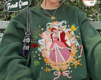 Christmas Ariel Sweatshirt, Cozy Disney Holiday Crewneck