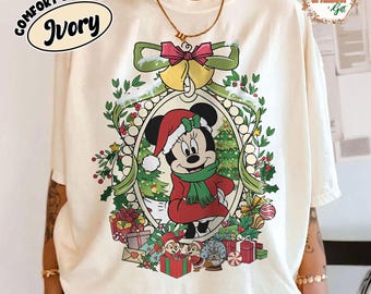 Bluza świąteczna z Myszką Minnie, okrągły dekolt Disney Holiday