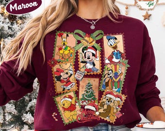 Vintage Disney Christmas Sweatshirt, Mickey & Friends Comfort Colors Tee