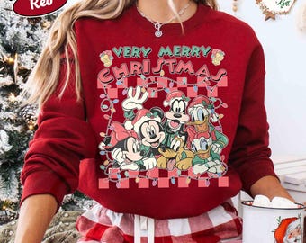 Kersttrui Mickey en vrienden, vintage Disney vakantie-outfit