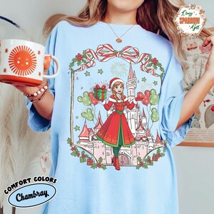 Koszulka świąteczna Anna Comfort Colors, świąteczna koszulka z księżniczkami Disneya zdjęcie 8