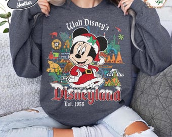 Bluza świąteczna z Myszką Minnie i Disneylandem: Komfortowy sweter świąteczny w kolorach