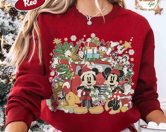Christmas Mickey Mouse Sweatshirt, Gildan Holiday Crewneck, Disney Family Gift