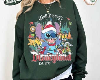 Custom Stitch Disneyland Christmas Sweatshirt: Comfort Colors Holiday Pullover