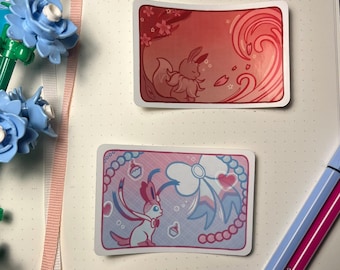 Eevee & Sylveon Vinyl Sticker: Weatherproof Namecards