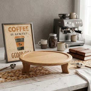 Natural Wood Kitchen Tray, Wooden Divided Serving Tray, Fruit Tray, Round Rustic Snack Platter, Charcuterie Board, Food Platter for Parties