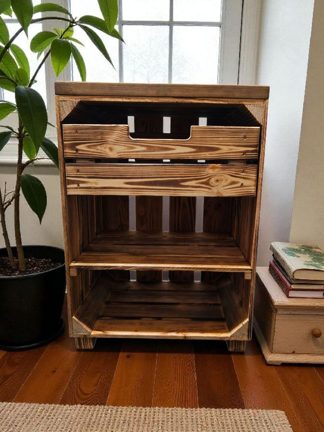 Handmade Pine Wood Bedside Table, Ideal Storage Boxes Box Display Crate ...