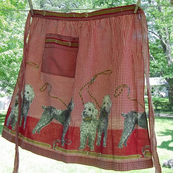 Vintage Poodle Apron Red Checked