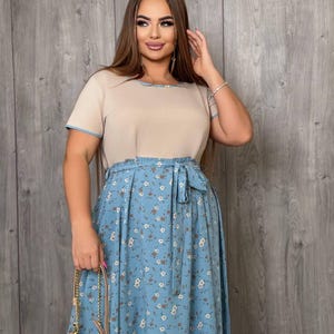 Cotton women&#39;s sun dress plus size, A-line flare floral print spring dress XXL in three colors, Summer Vacation Dress