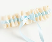 Something Blue for Bride, Ivory Wedding Garter, Unique Gifts for Bride, Blue Garter / Includes Gift Box, Heirloom Bag & FREE U.S. SHIPPING