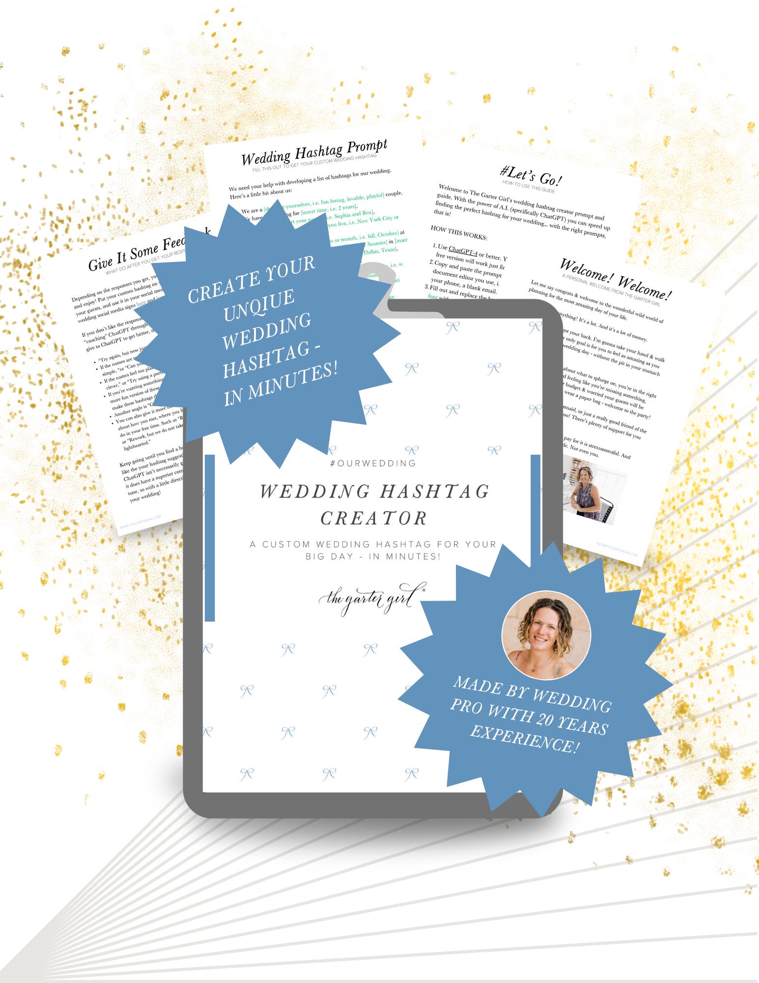 Wedding Hashtag Generator, Unique Wedding Hashtag Maker, Personalized Wedding Hashtag Prompt, DIY Wedding Social Media Editable Template