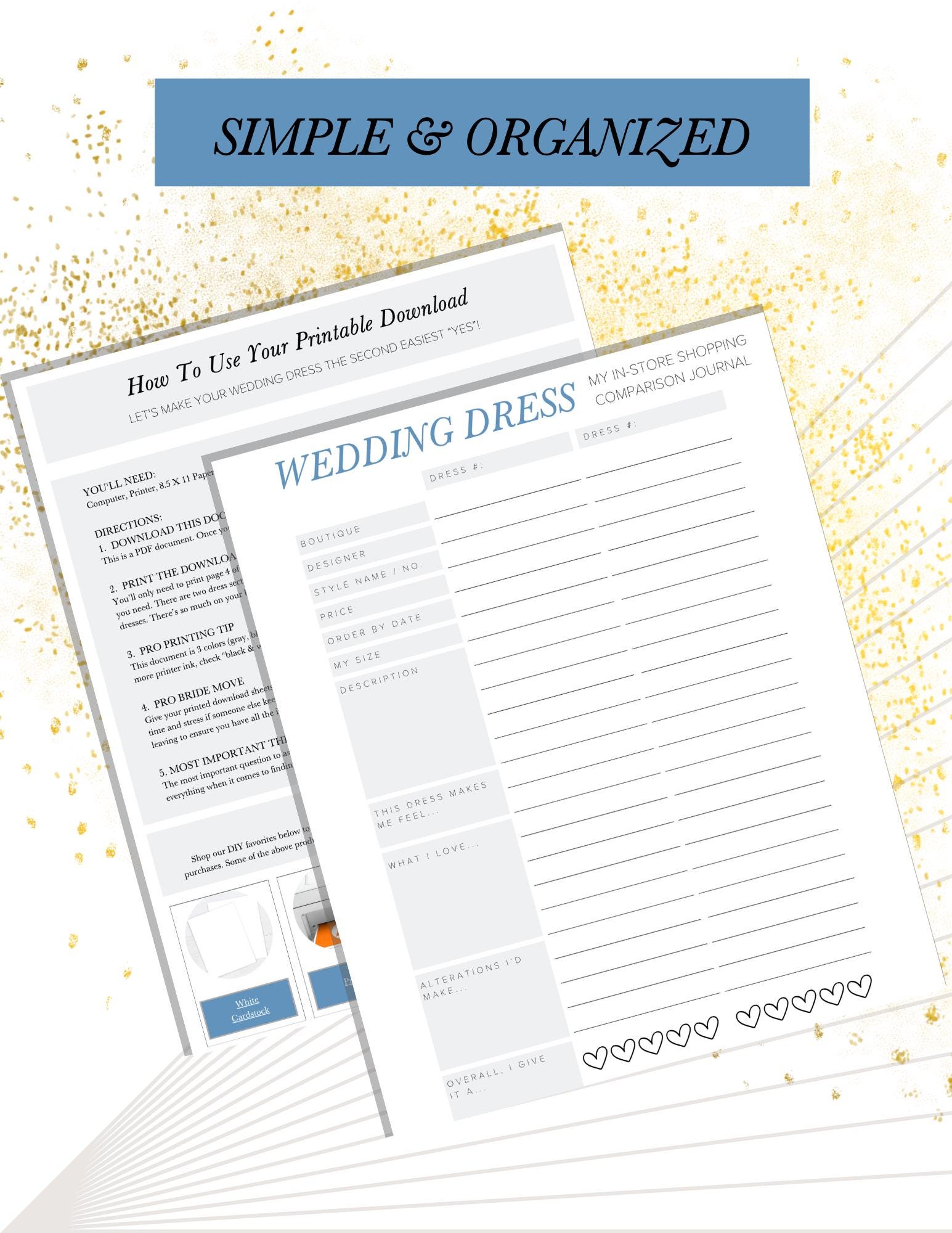 Wedding Dress Shopping Planner Printable, Bridal Gown  display picture 2