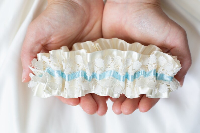 Lace Garters for Wedding Lace Wedding Garter Heirloom Bag /& FREE U.S SHIPPING Blue Wedding Garter Something Blue Includes Gift Box