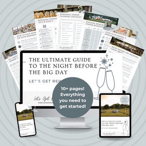 Night Before Checklist, Wedding Rehearsal Dinner Planning Guide, Printable Rehearsal Dinner Timeline, DIY Wedding Dinner Budget Organizer