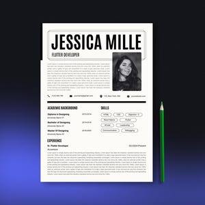 Plantilla de CV ultra ampliada, diseño atemporal para profesionales, CV de dos páginas con carta de presentación