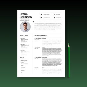 Plantilla de CV elegante, moderna y minimalista, editable en Word y Canva.