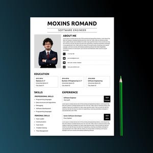 Plantilla de CV elegante, currículum de dos páginas listo para trabajar, diseño profesional y minimalista.