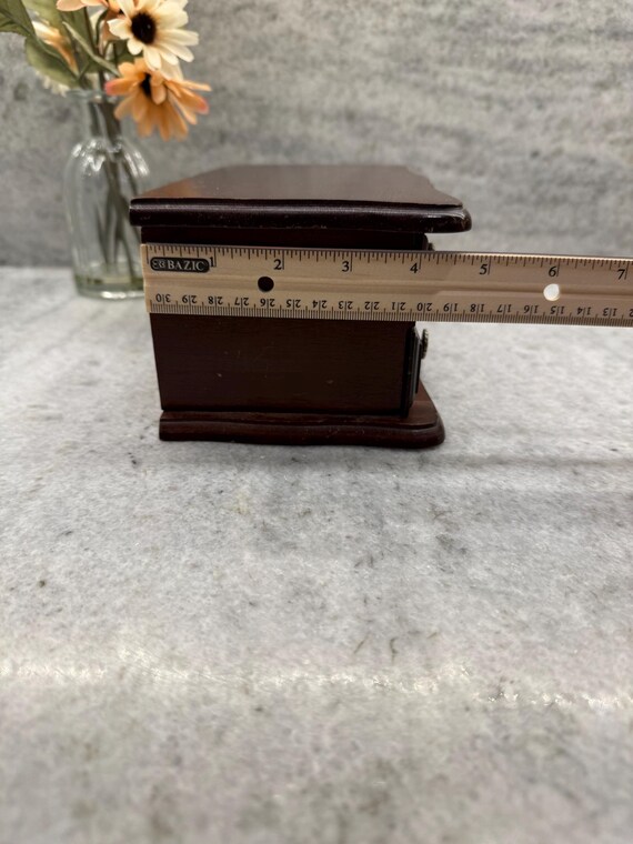 Vintage Wood Jewelry Box – Pink Fabric Lined Draw… - image 18