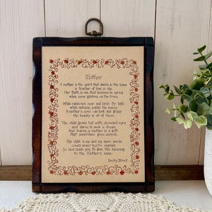 Plaque vintage en bois pour poème des mères - Enseigne Jerry Schultz - Cadeau pour la fête des Mères
