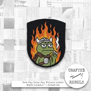 Embroidered Warrior Frog Patch: Viking Humor Badge