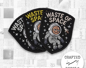 Sad Astronaut Embroidered Patch: Space Meme Badge - Sew On, Iron On, Velcro