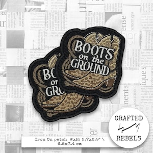 Solo para planchar: Parche Boots on the Ground: parche bordado de botas de vaquero para equipo táctico, mochila o chaqueta