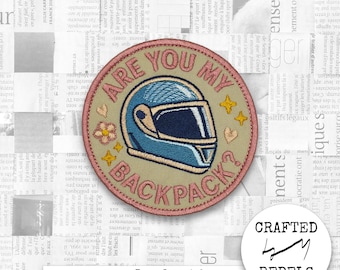 Embroidered Iron On Patch: Pastel Moto Quote, Backpack Biker Badge