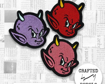 アイロンで貼る刺繍入りデビルボーイ、インプパッチ（DDP）— 代替服飾アクセサリー