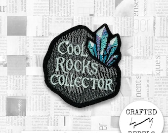 Iron On Patch Cool Rocks Collector, Geology Badge, Rockhound Gift, Crystal Applique