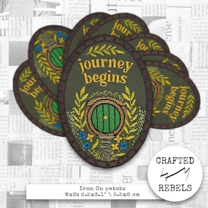 Iron On Patch Journey Begins, Fantasy Green Round Door